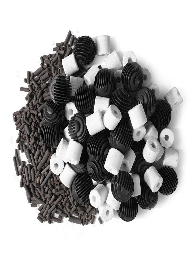 Flexzion Fish Tank Filter Media - Bio Balls for Aquarium Filter, Ceramic Rings & Activated Carbon Pellets in Mesh Bags - Biological, Chemical, & Mechanical Filtration Fresh & Saltwater Aquarium, 2 Set - Image 2